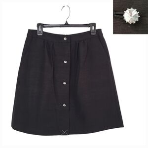 NEW Talbots A-Line‎ Mini Skirt Black Crystal Button Holiday Petite Size 8